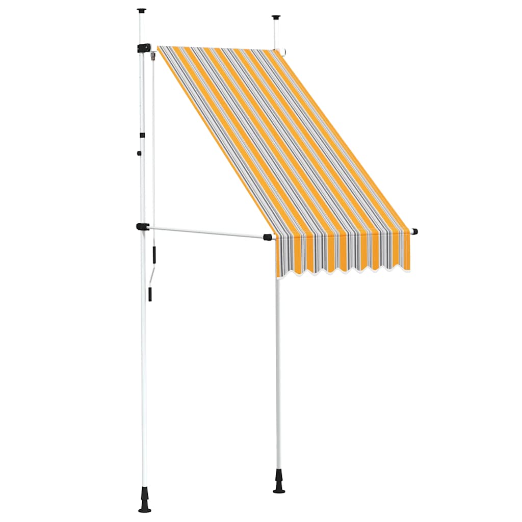 Tenda da Sole Retrattile Manuale 100 cm a Strisce Blu e Gialle