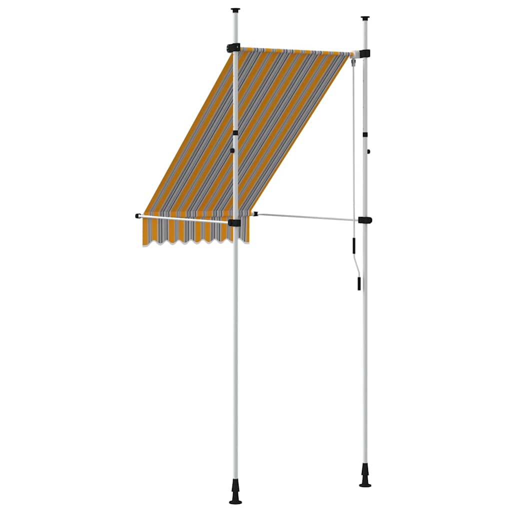 Tenda da Sole Retrattile Manuale 100 cm a Strisce Blu e Gialle