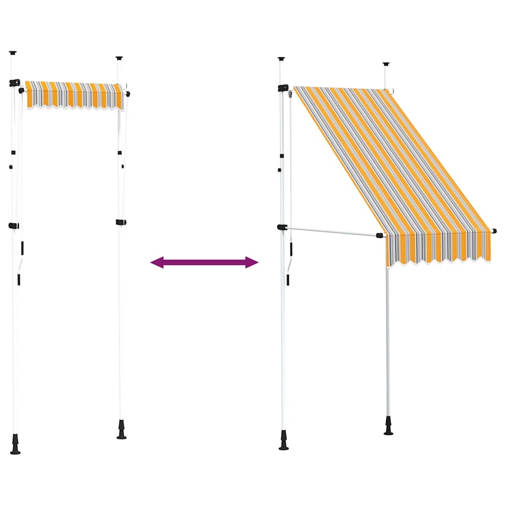 Tenda da Sole Retrattile Manuale 100 cm a Strisce Blu e Gialle