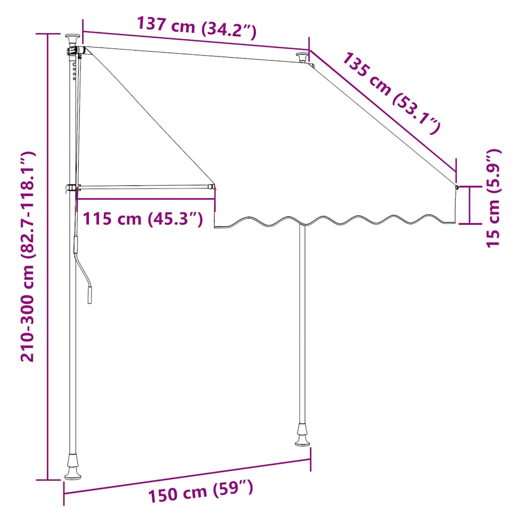 Tenda da Sole Retrattile Manuale 150 cm Arancione e Marrone