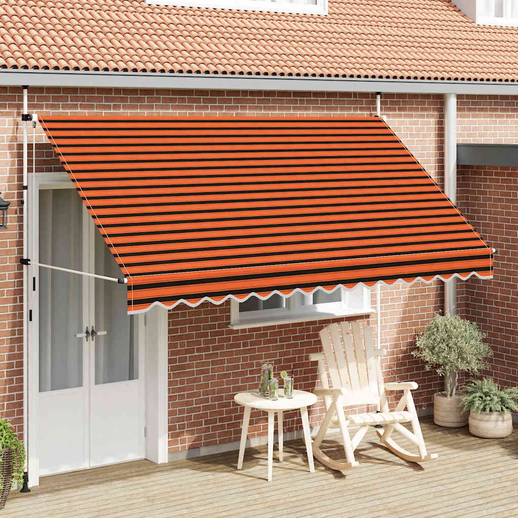 Tenda da Sole Retrattile Manuale 350 cm Arancione e Marrone