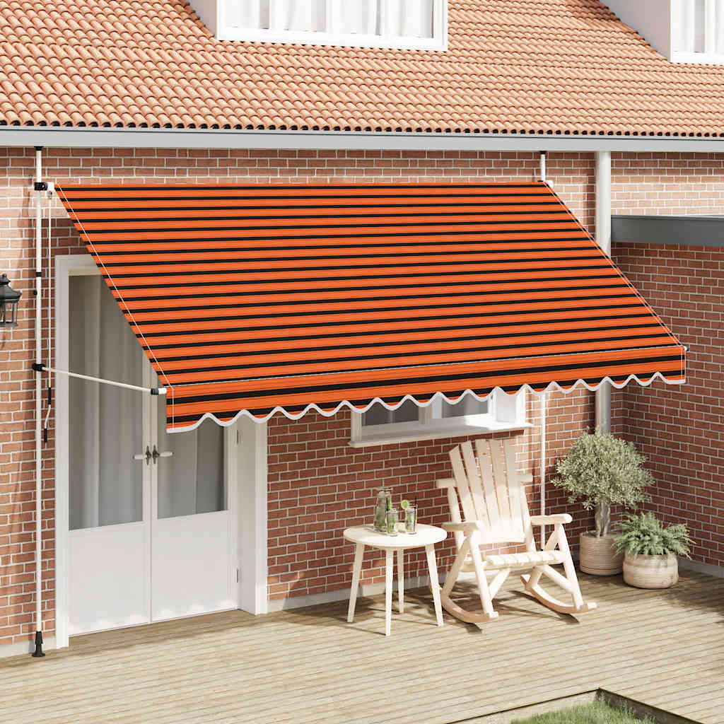Tenda da Sole Retrattile Manuale 400 cm Arancione e Marrone