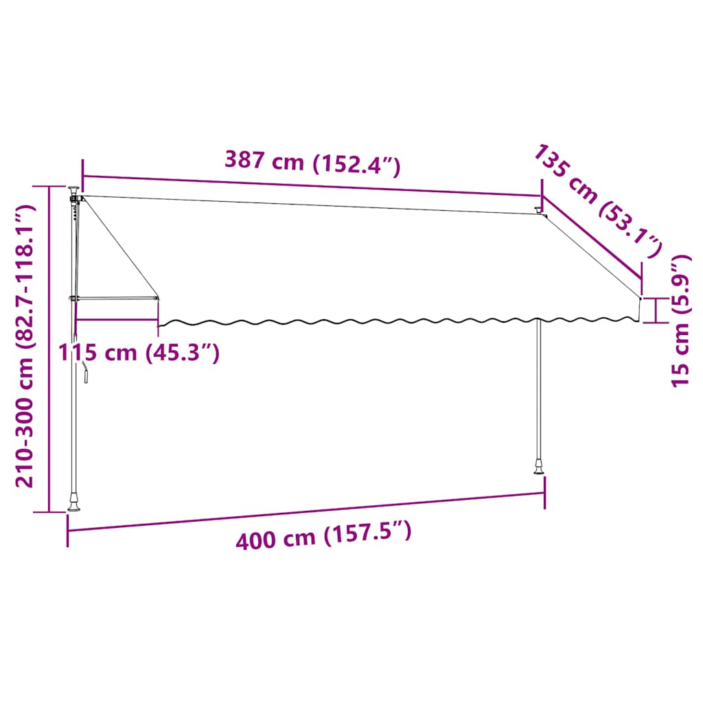 Tenda da Sole Retrattile Manuale con LED 400 cm Blu e Bianca