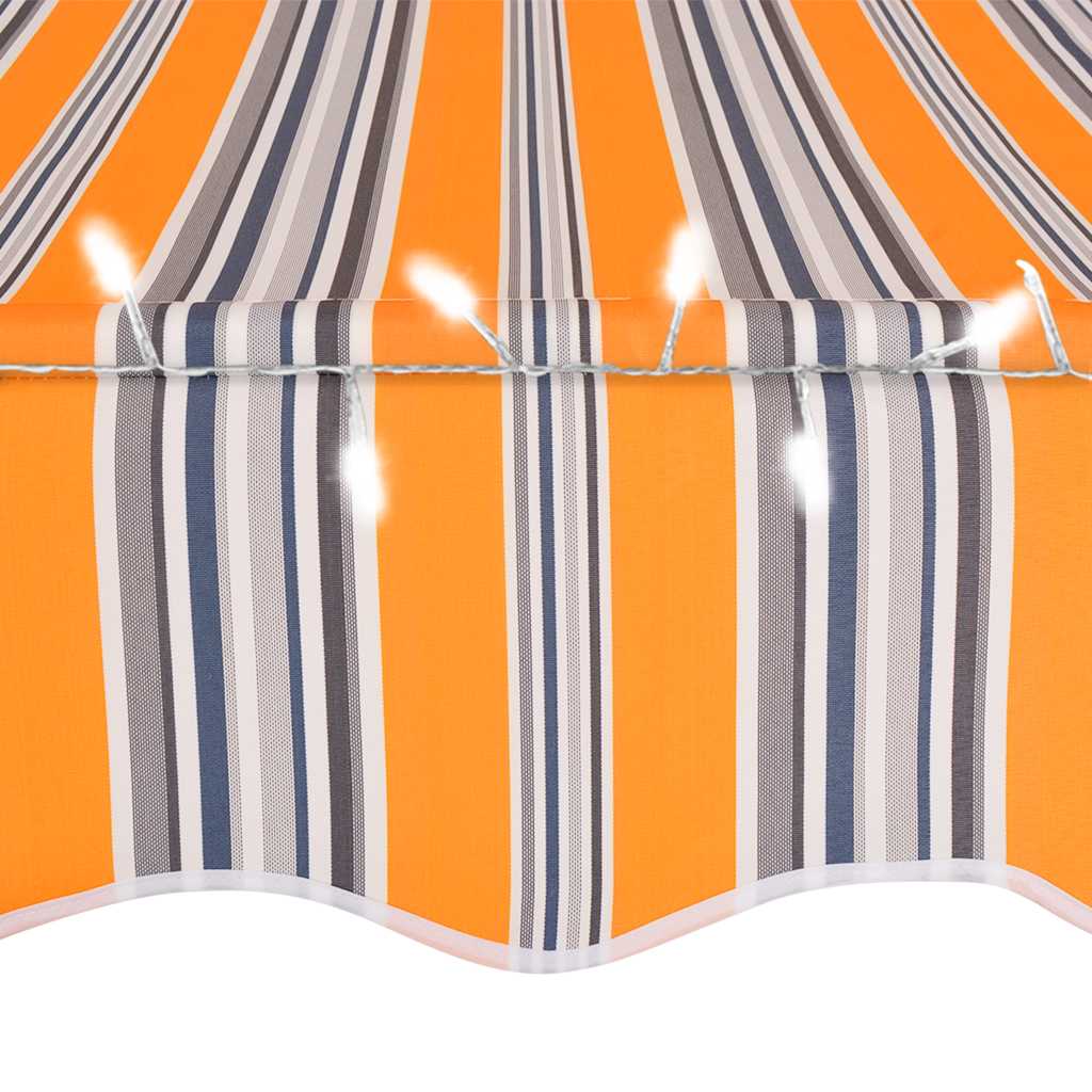 Tenda da Sole Retrattile Manuale con LED 150 cm Gialla e Blu
