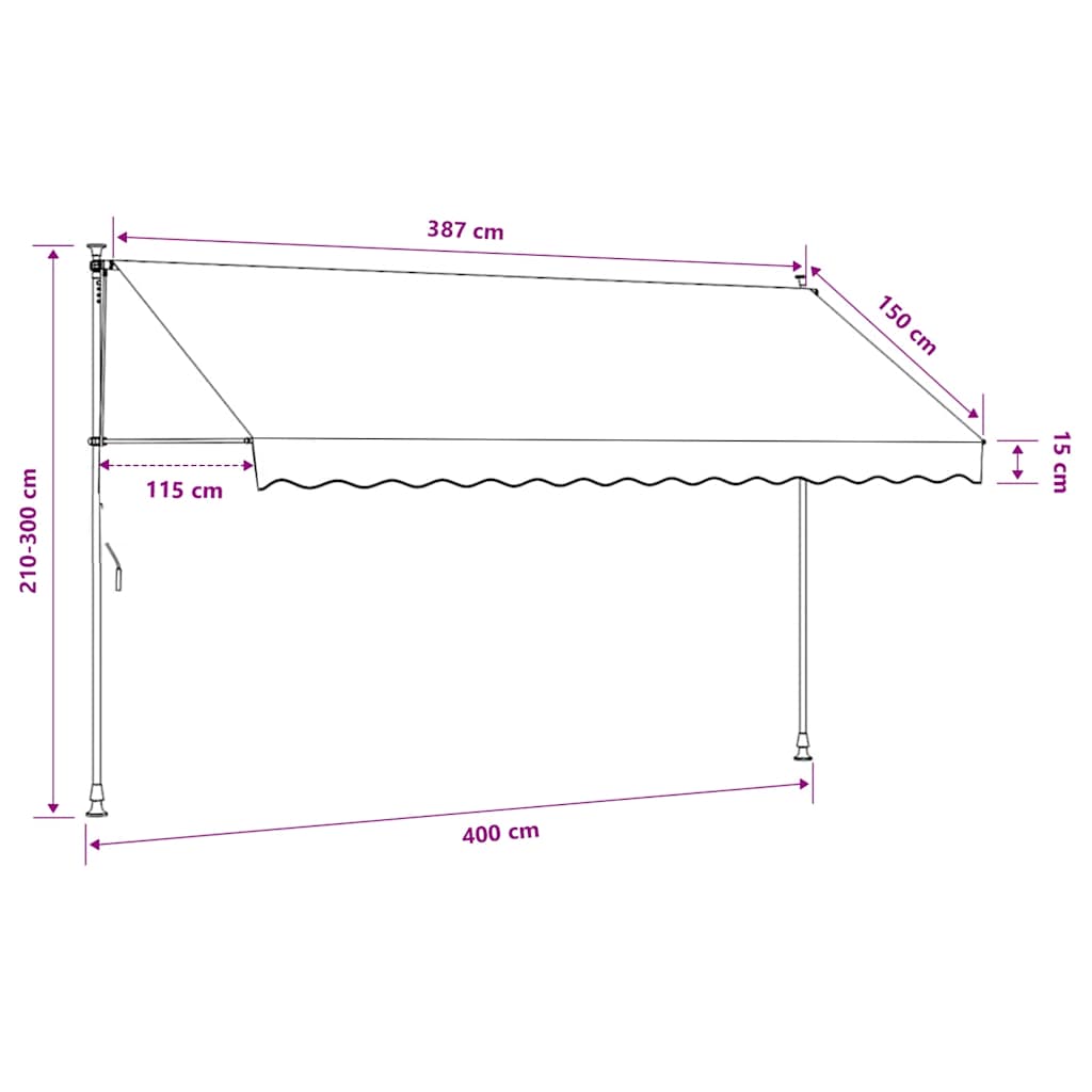 Tenda da Sole Retrattile Manuale con LED 400 cm Gialla e Blu