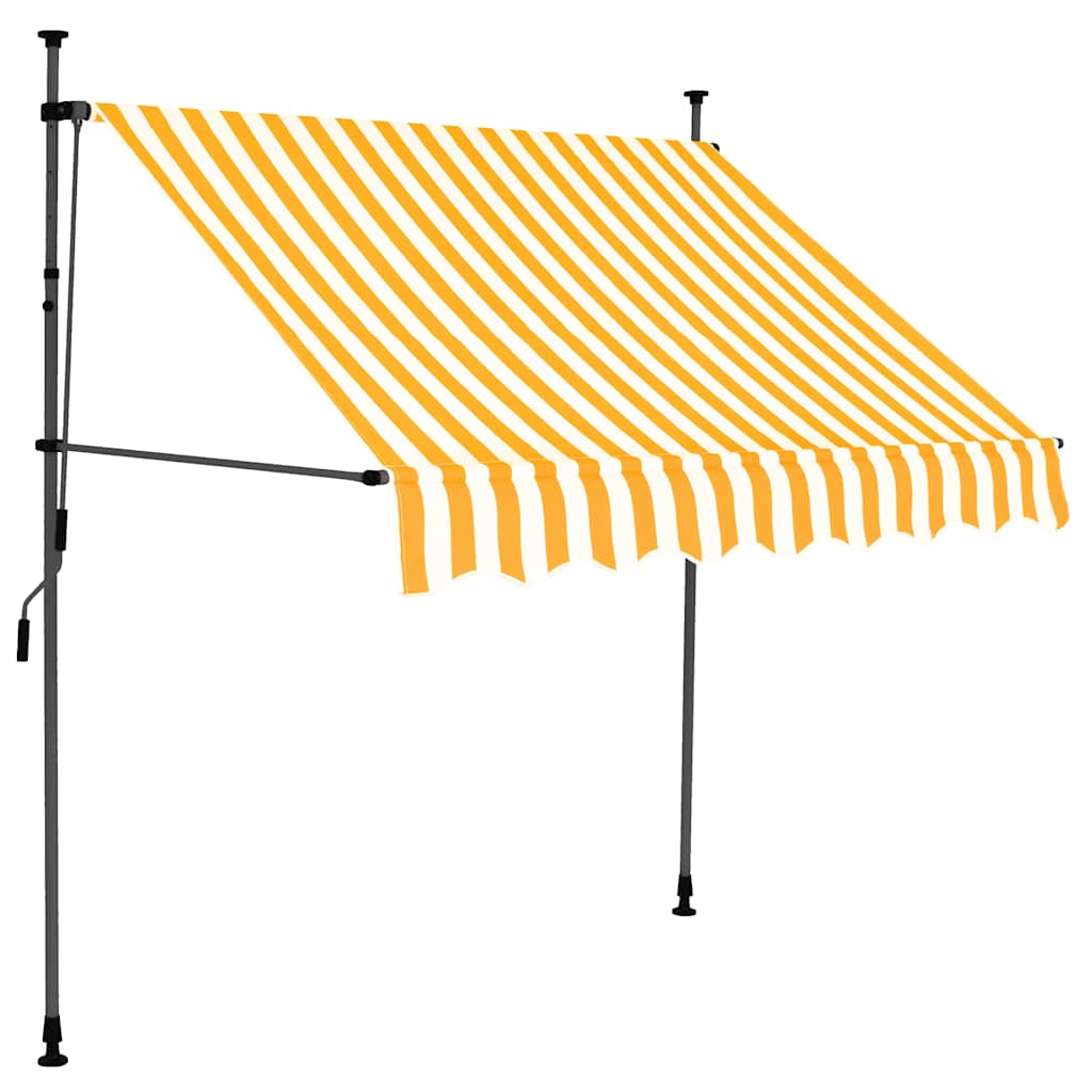 Tenda da Sole Retrattile Manuale LED 150 cm Bianca e Arancione