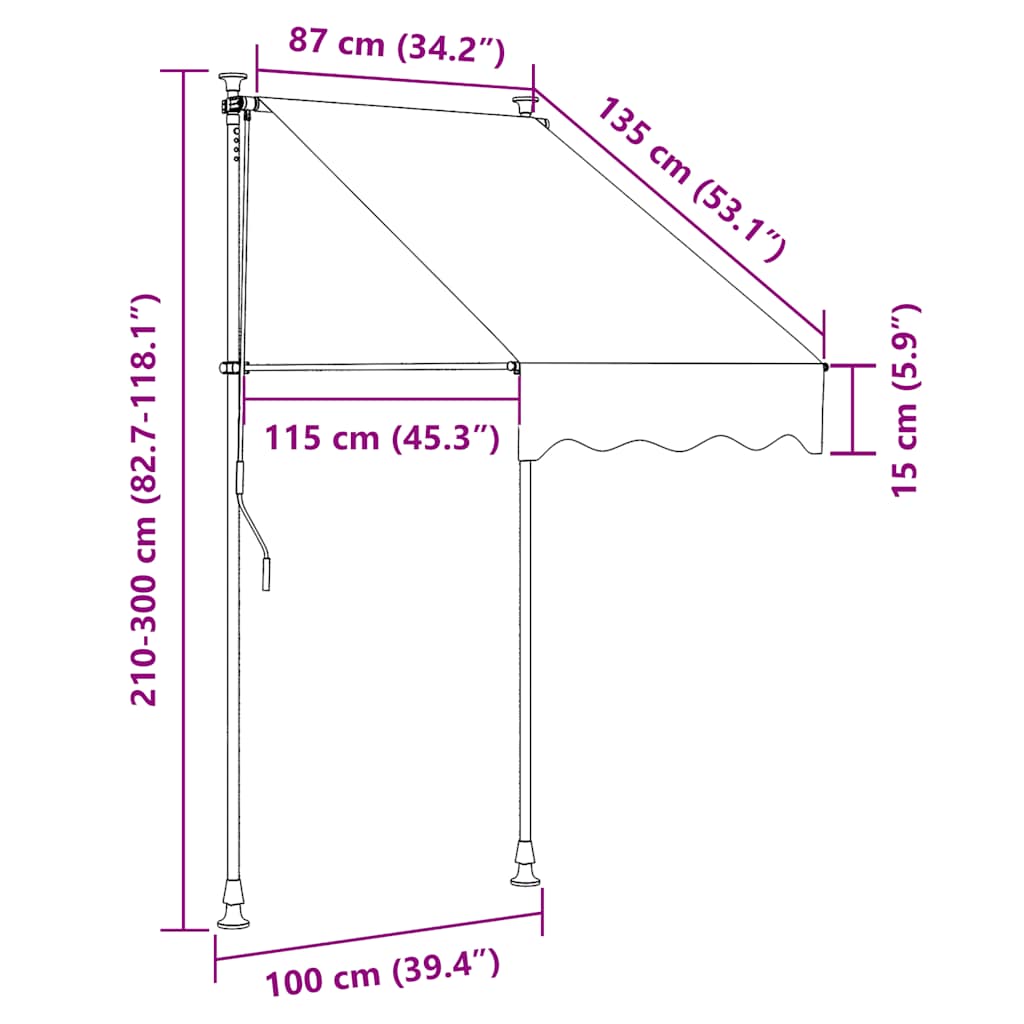Tenda da Sole Retrattile Manuale con LED 100 cm Antracite