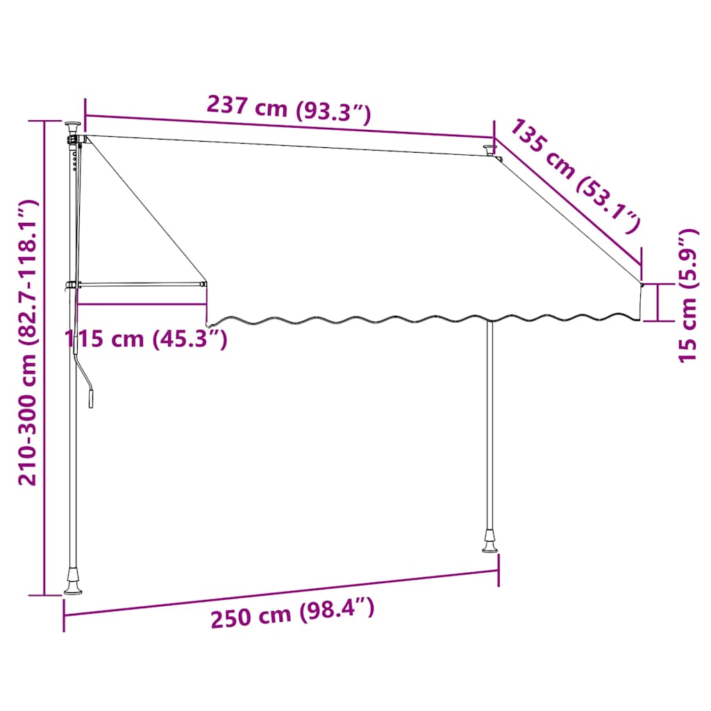 Tenda da Sole Retrattile Manuale LED 250 cm Arancione e Marrone