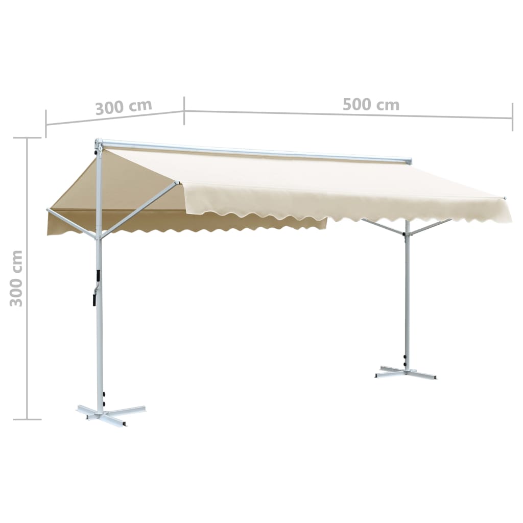 Tenda Parasole con Piedistallo 500x300 cm Crema