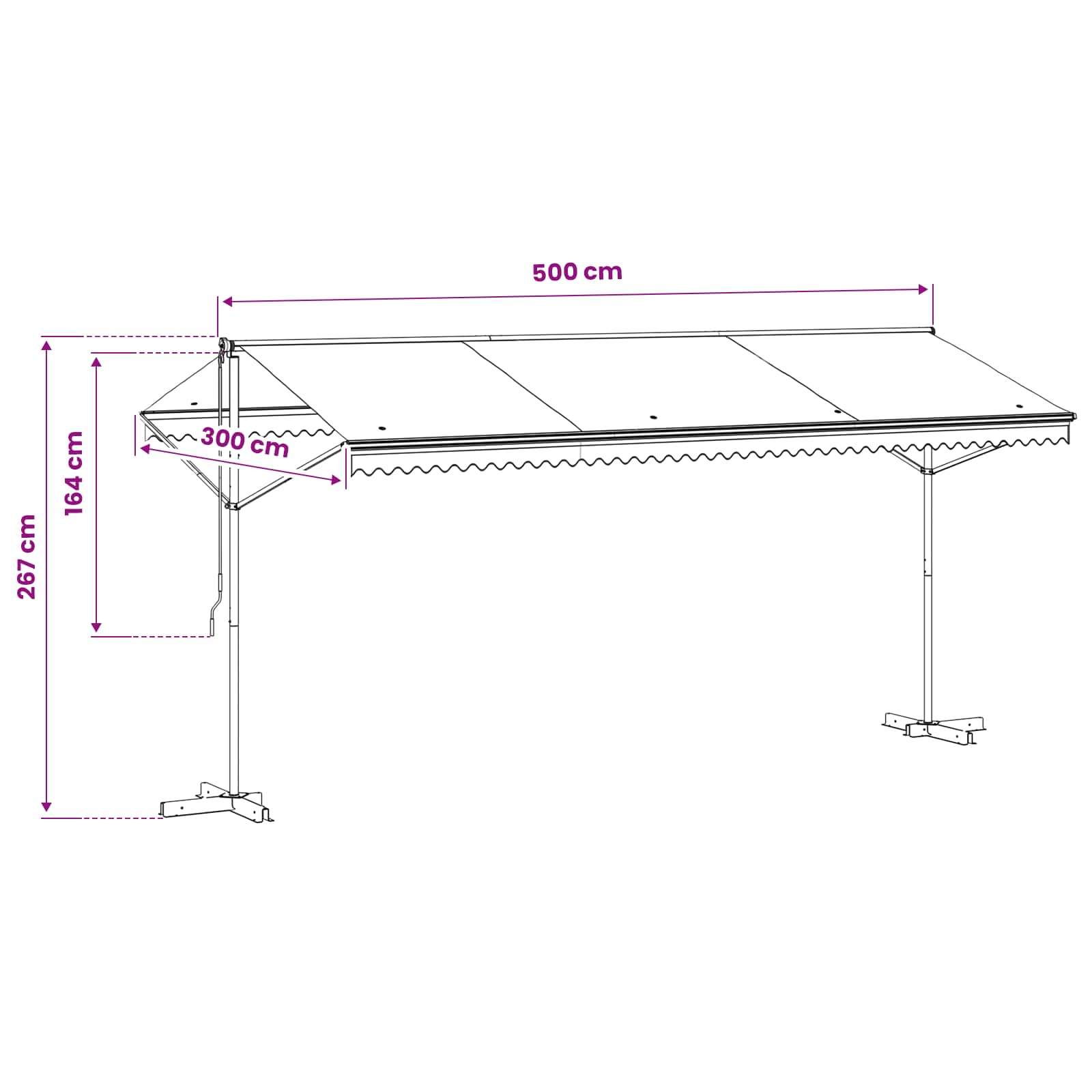 Tenda Parasole con Piedistallo 500x300 cm Antracite
