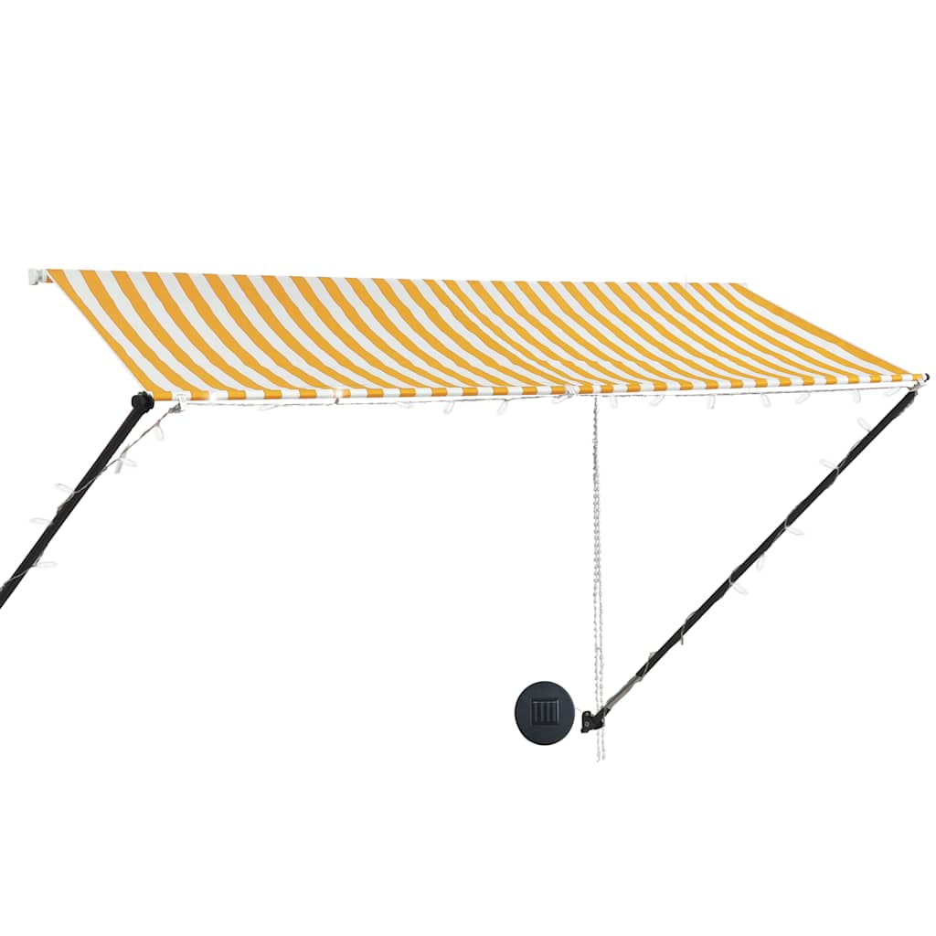 Tenda da Sole Retrattile con LED 300x150 cm Giallo e Bianco