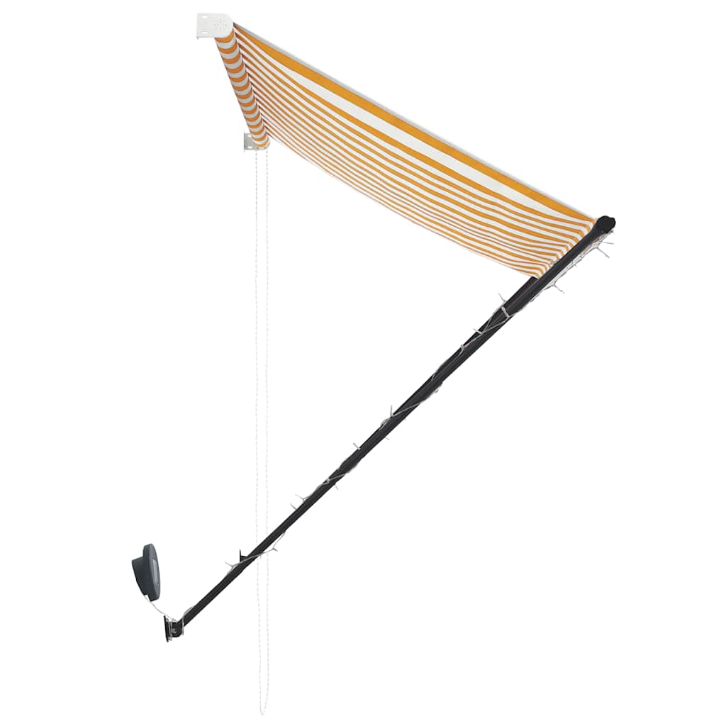 Tenda da Sole Retrattile con LED 300x150 cm Giallo e Bianco