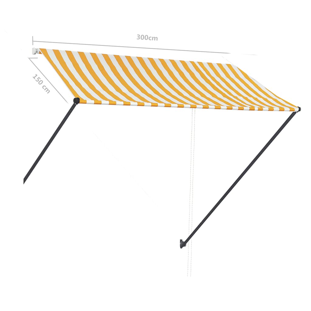 Tenda da Sole Retrattile con LED 300x150 cm Giallo e Bianco