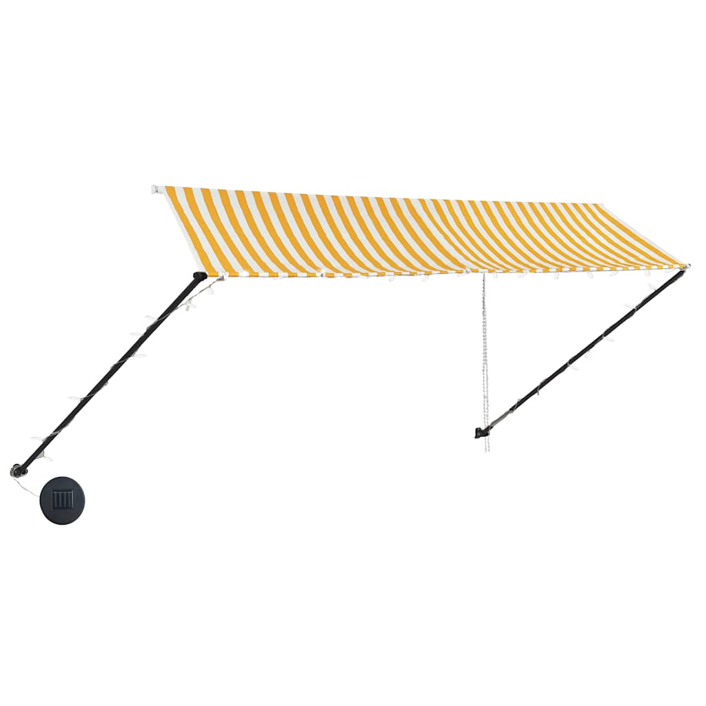 Tenda da Sole Retrattile con LED 350x150 cm Giallo e Bianco