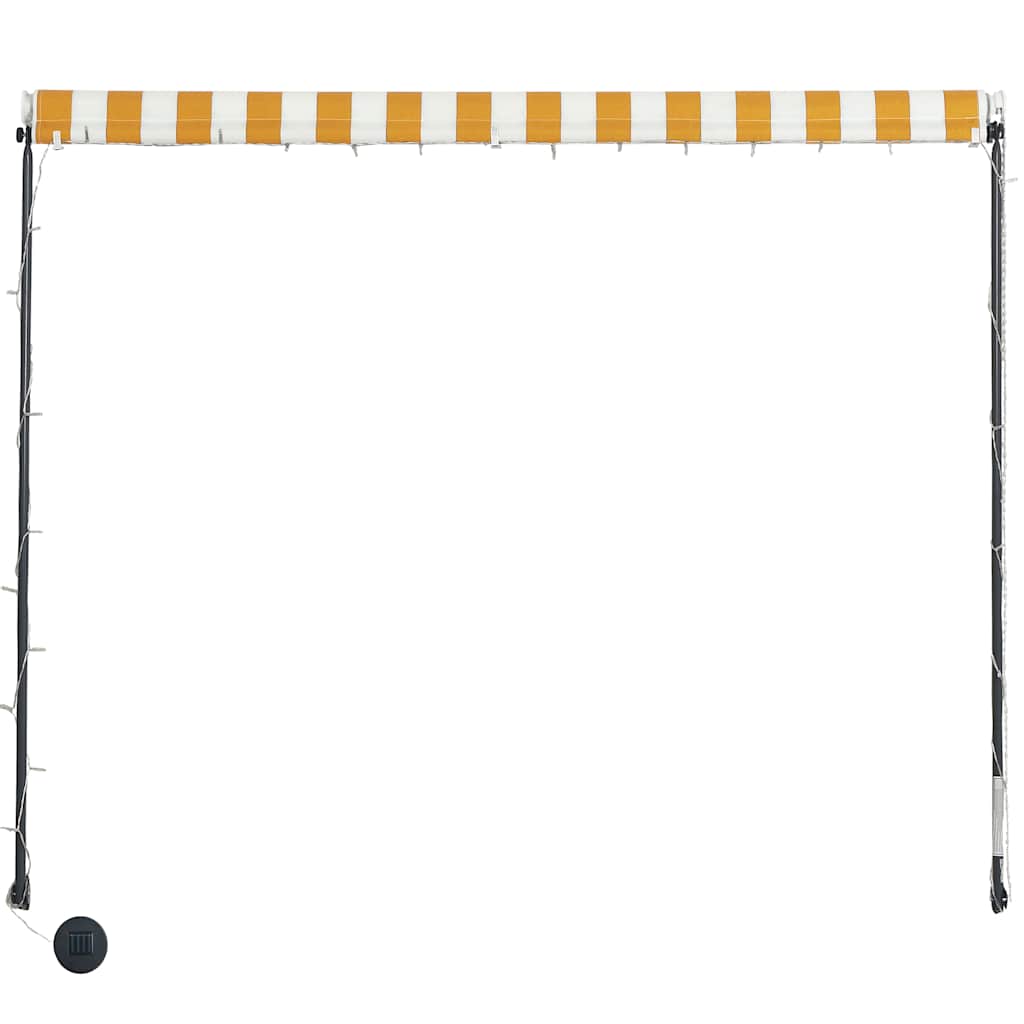 Tenda da Sole Retrattile con LED 350x150 cm Giallo e Bianco