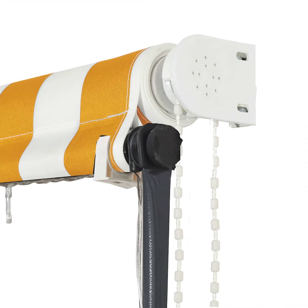 Tenda da Sole Retrattile con LED 350x150 cm Giallo e Bianco