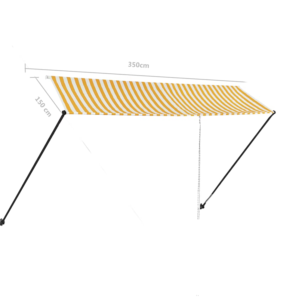 Tenda da Sole Retrattile con LED 350x150 cm Giallo e Bianco