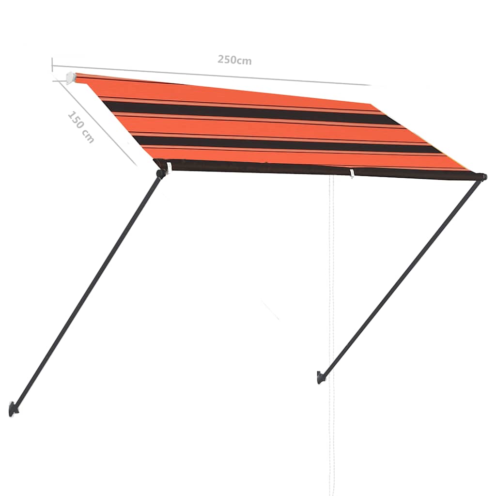 Tenda da Sole Retrattile con LED 250x150 cm Arancione e Marrone