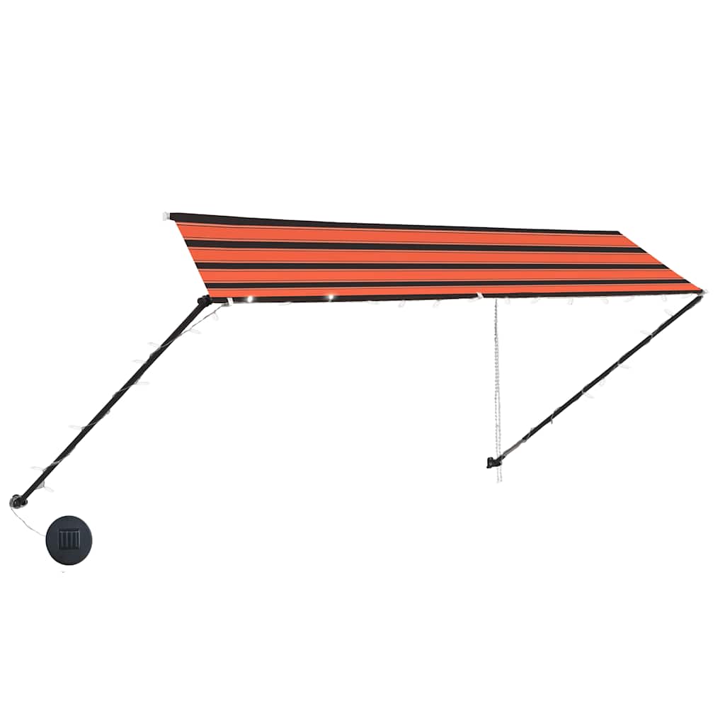 Tenda da Sole Retrattile con LED 300x150 cm Arancione e Marrone
