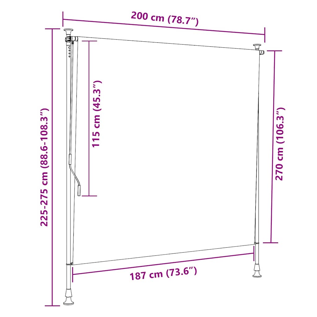 Tenda a Rullo per Esterni 200x270 cm Antracite