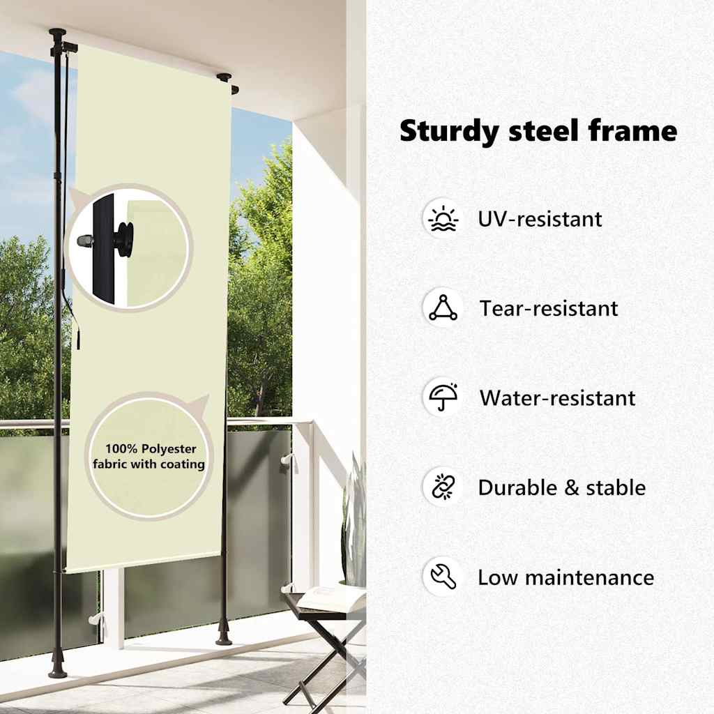 Tenda a Rullo per Esterni 120x270 cm Crema