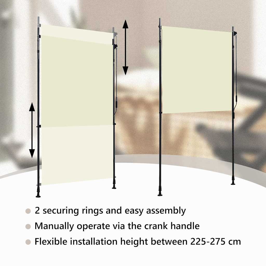 Tenda a Rullo per Esterni 120x270 cm Crema