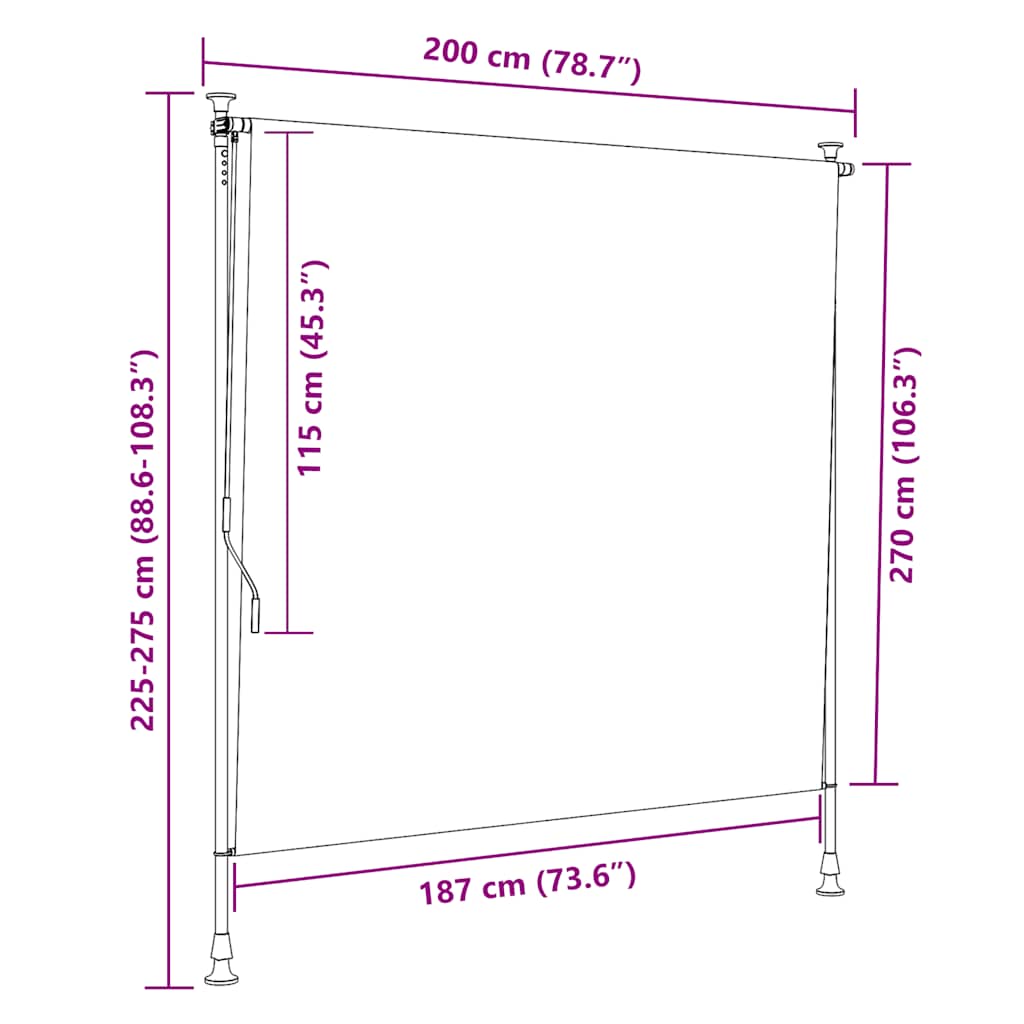 Tenda a Rullo per Esterni 200x270 cm Crema