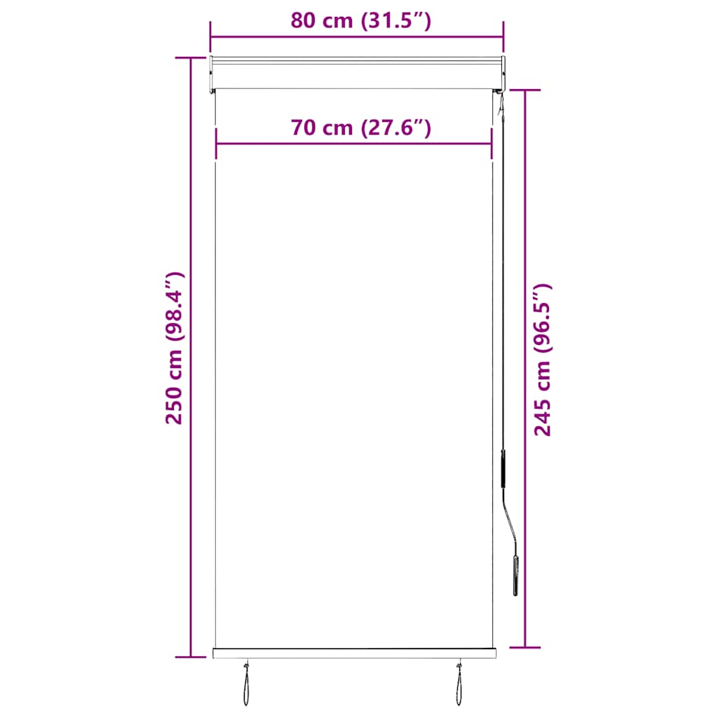 Tenda a Rullo per Esterni 80x250 cm Giallo e Blu