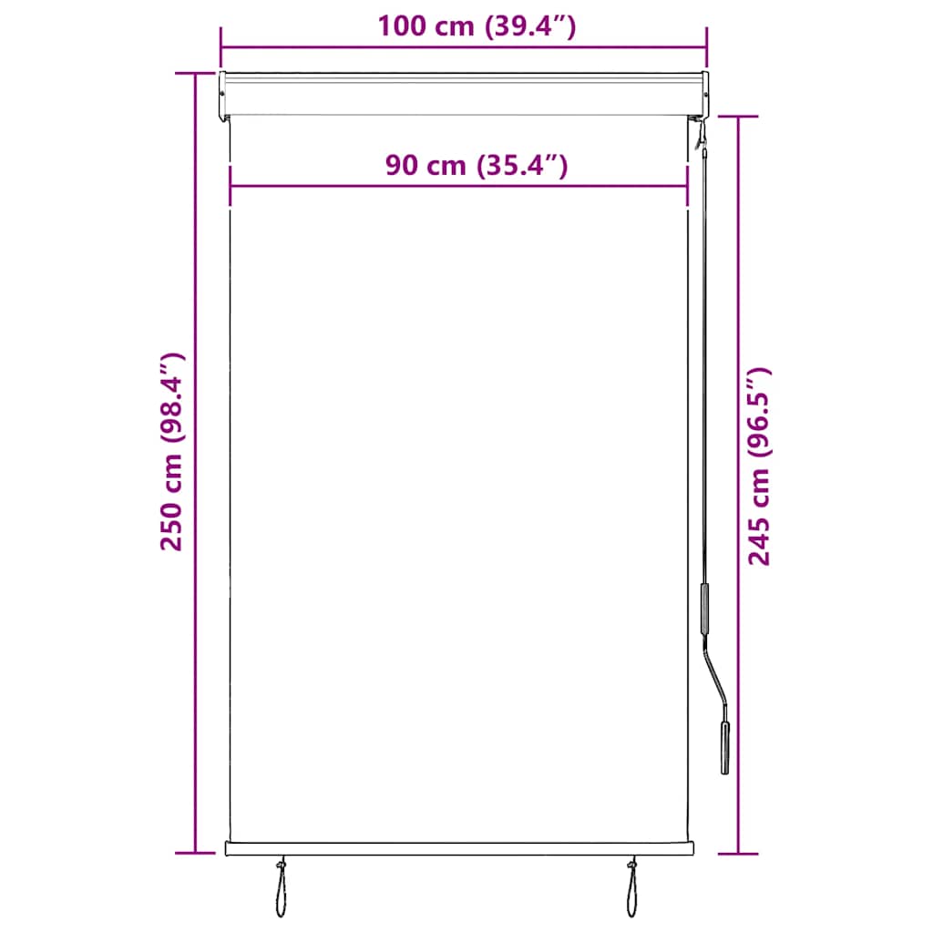 Tenda a Rullo per Esterni 100x250 cm Bianca e Arancione