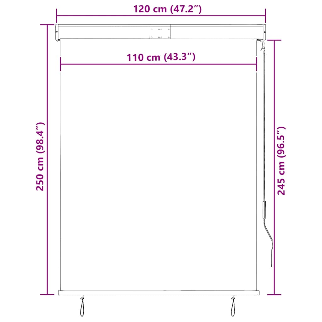 Tenda a Rullo per Esterni 120x250 cm Bianco e Arancione