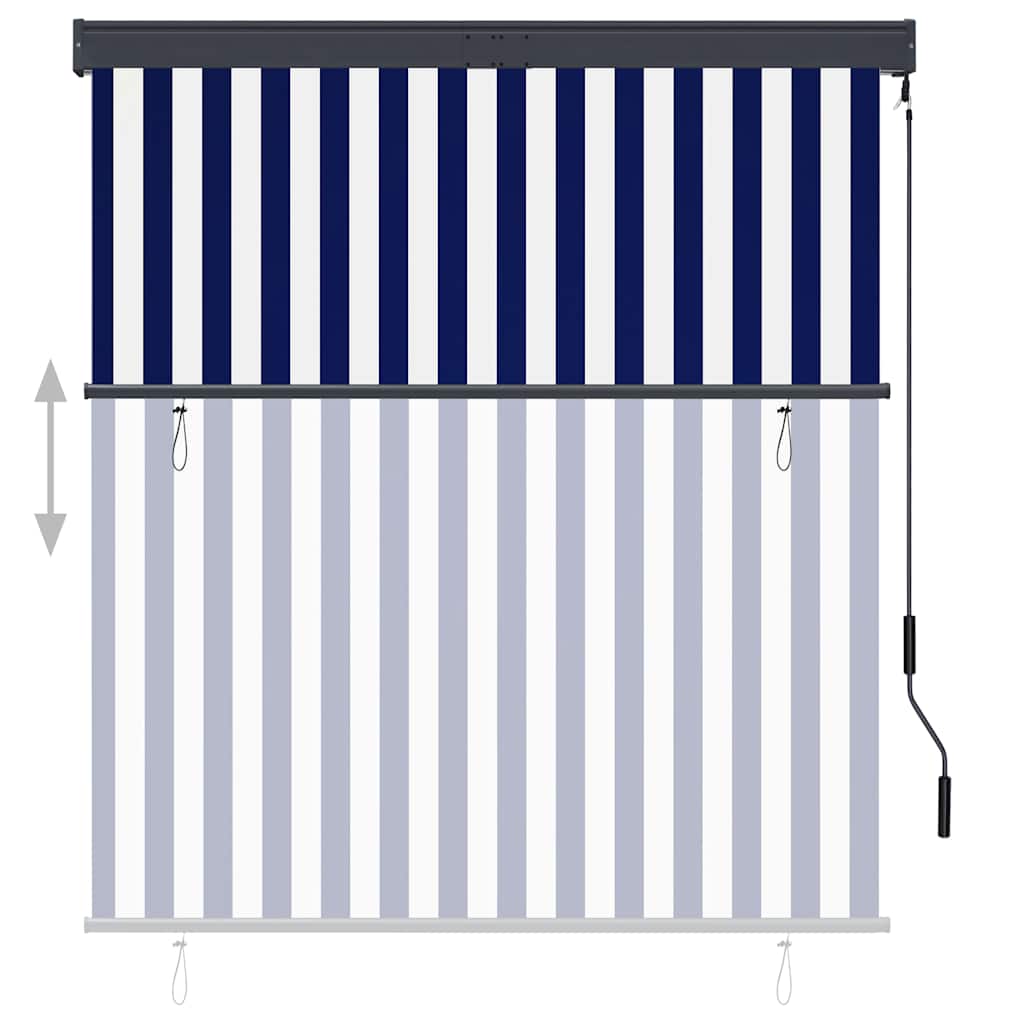 Tenda a Rullo per Esterni 140x250 cm Blu e Bianca