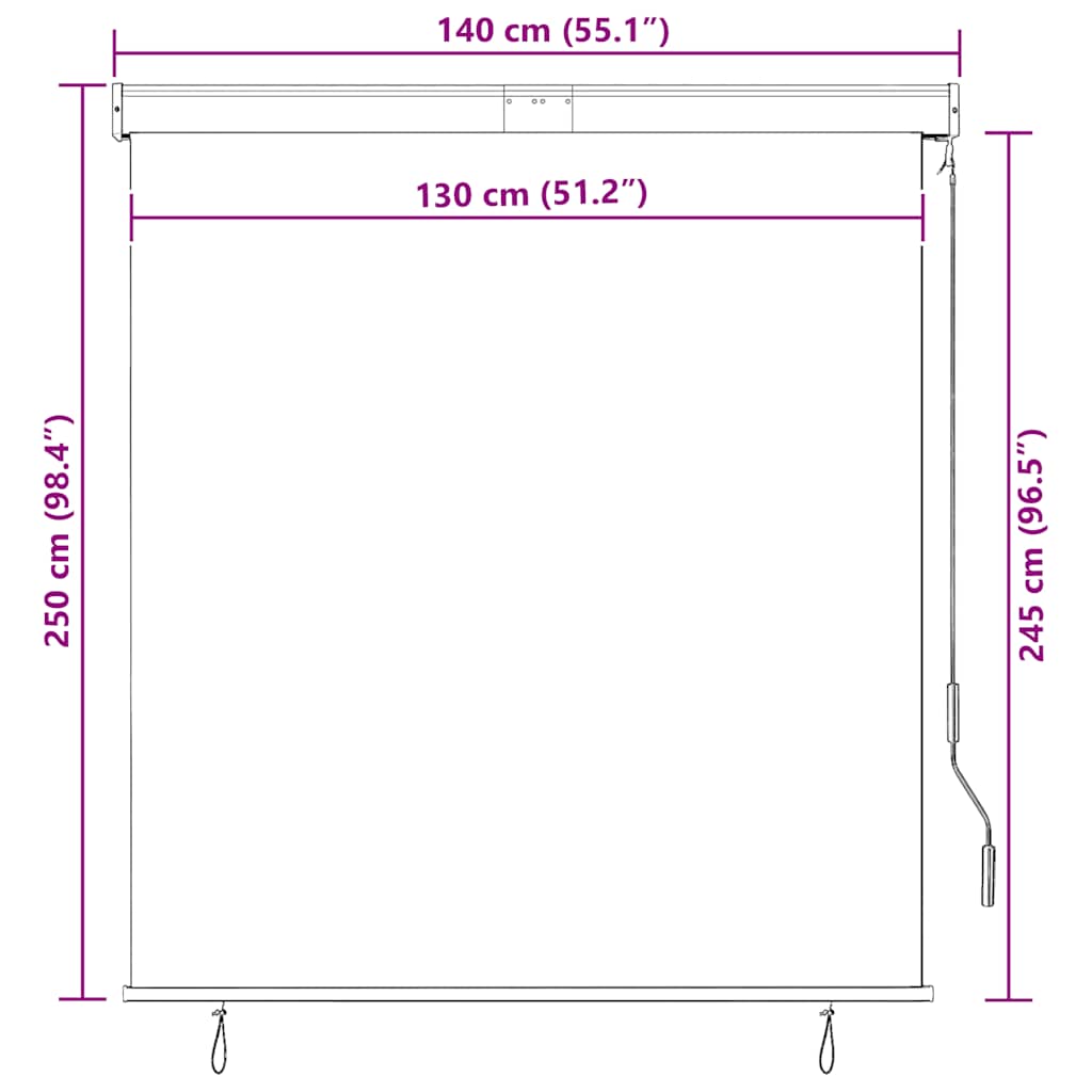 Tenda a Rullo per Esterni 140x250 cm Crema