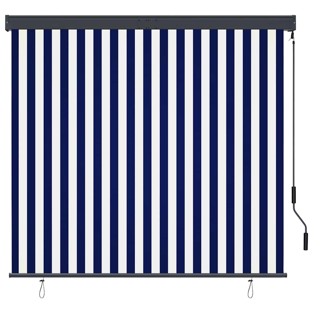 Tenda a Rullo per Esterni 160x250 cm Blu e Bianca