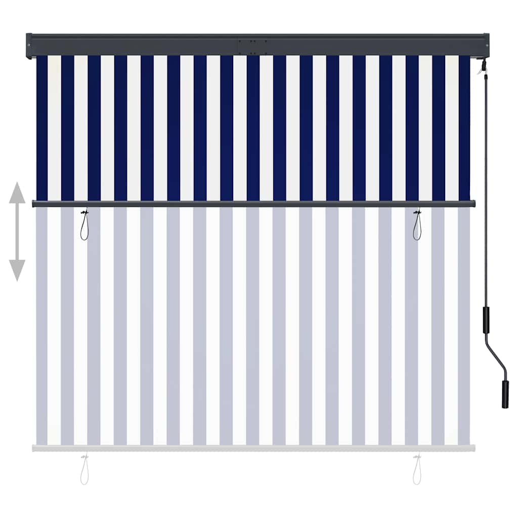 Tenda a Rullo per Esterni 160x250 cm Blu e Bianca