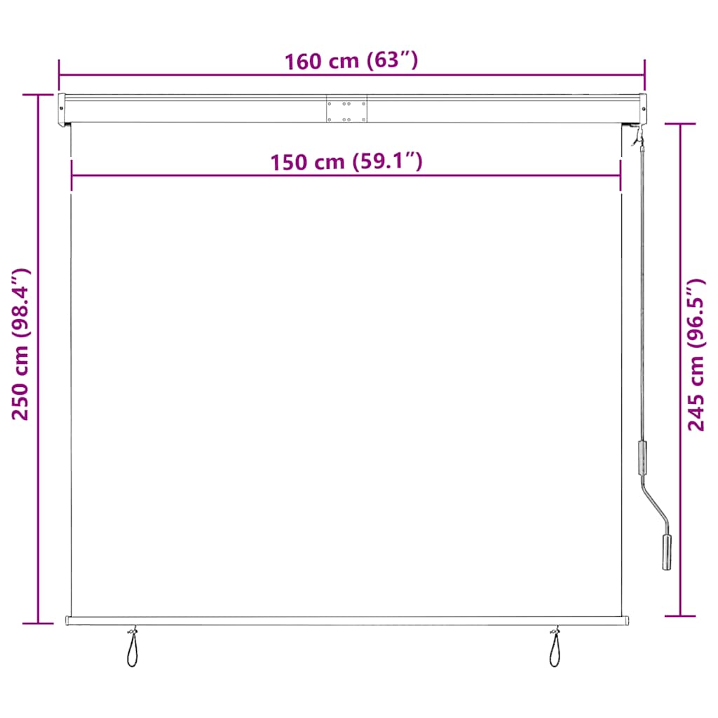 Tenda a Rullo per Esterni 160x250 cm Blu e Gialla