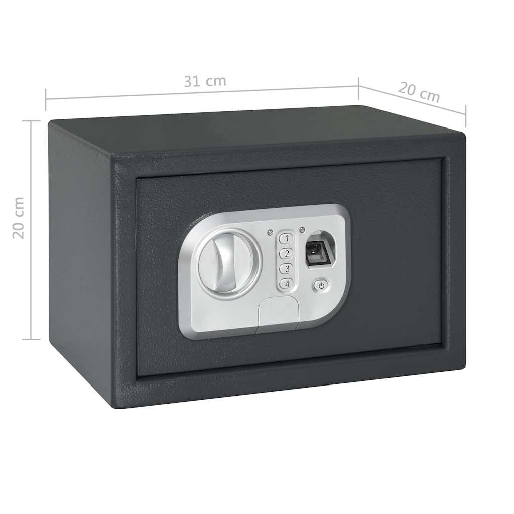 Cassaforte a Impronta Digitale Grigio Scuro 31x20x20 cm