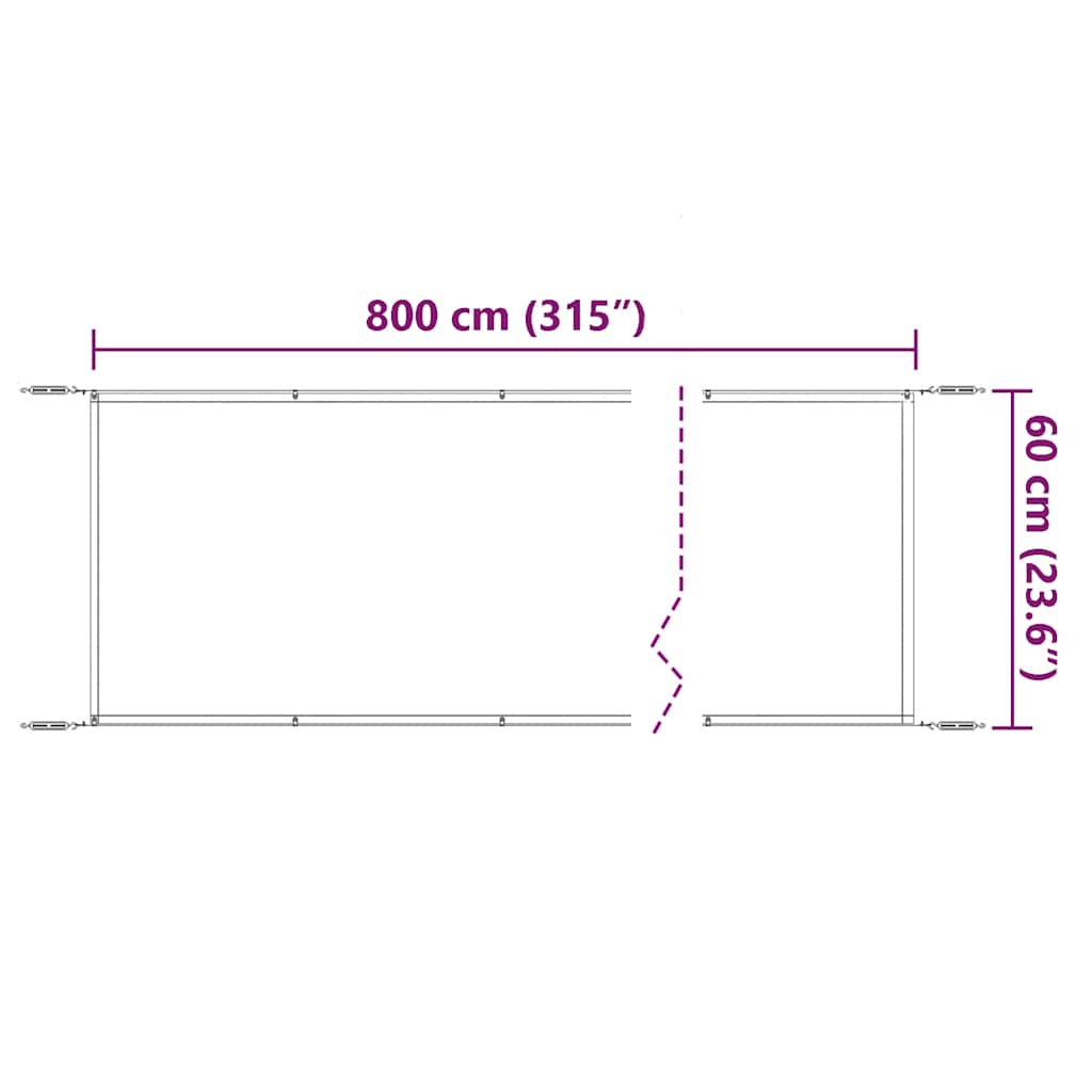 Paravento Verticale Bianco 60x800 cm Tessuto Oxford
