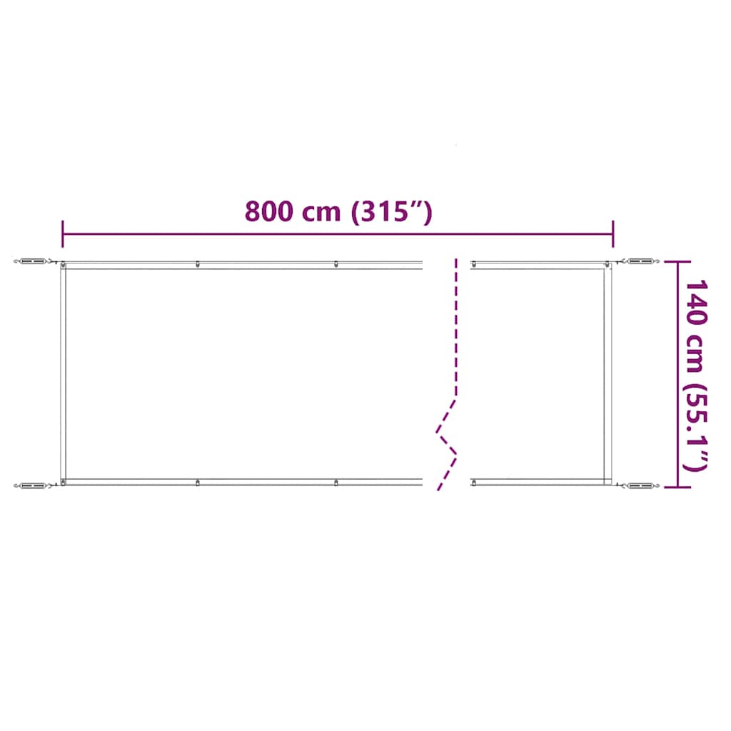 Paravento Verticale Bianco 140x800 cm Tessuto Oxford