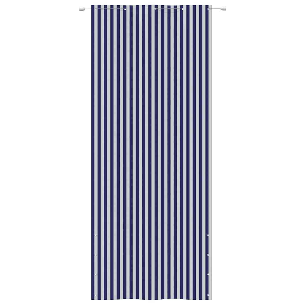 Paravento per Balcone Blu e Bianco 100x240 cm in Tessuto Oxford