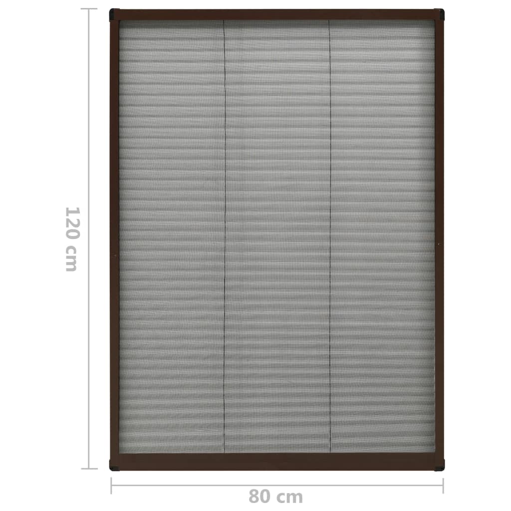 Zanzariera Plissettata Finestre in Alluminio Marrone 80x120 cm
