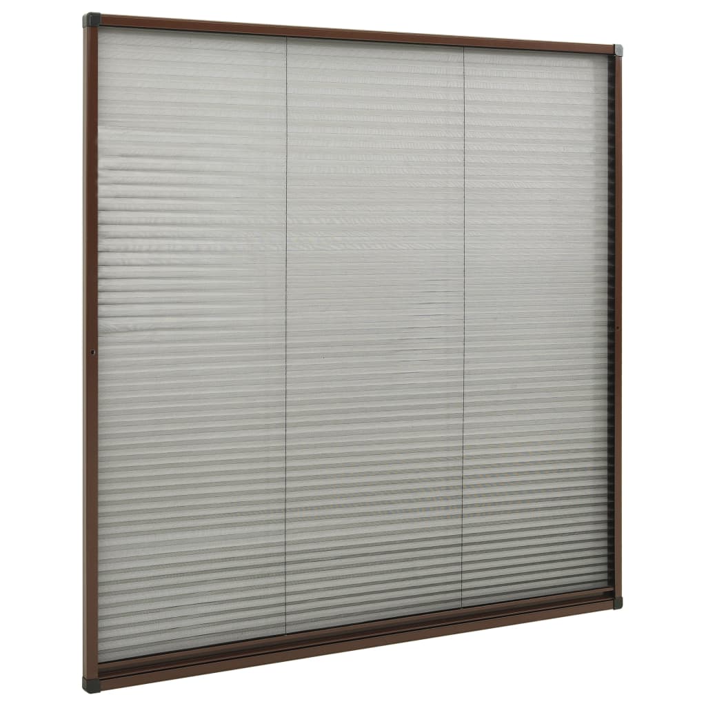 Zanzariera Plissettata Finestre in Alluminio Marrone 120x120 cm