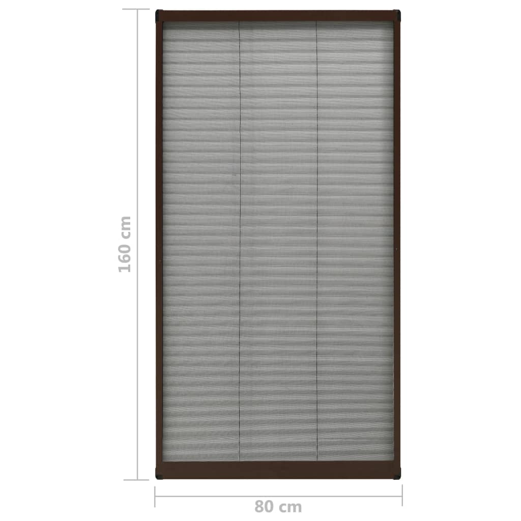 Zanzariera Plissettata Finestre in Alluminio Marrone 80x160 cm