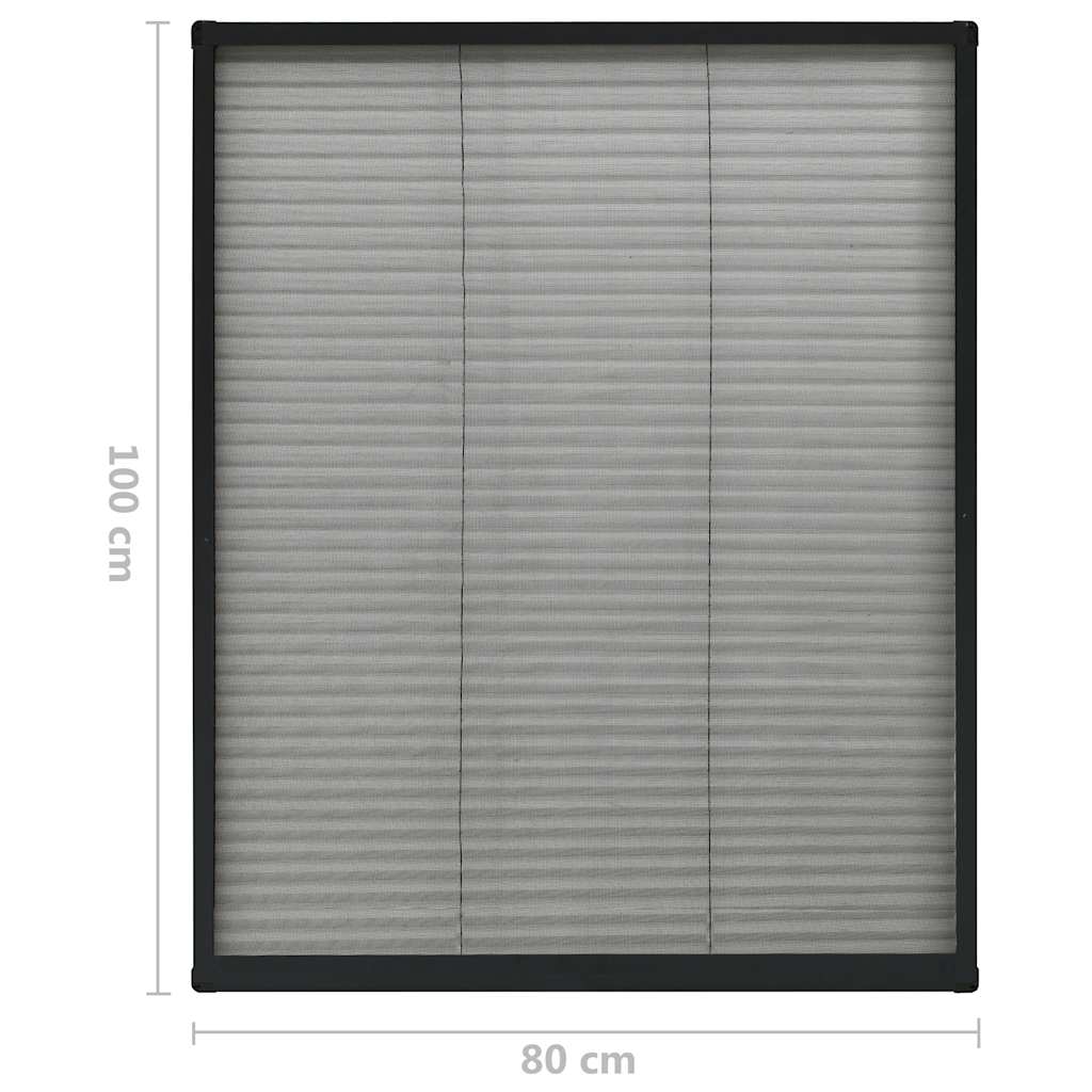 Zanzariera Plissettata Finestre in Alluminio Antracite 80x100cm