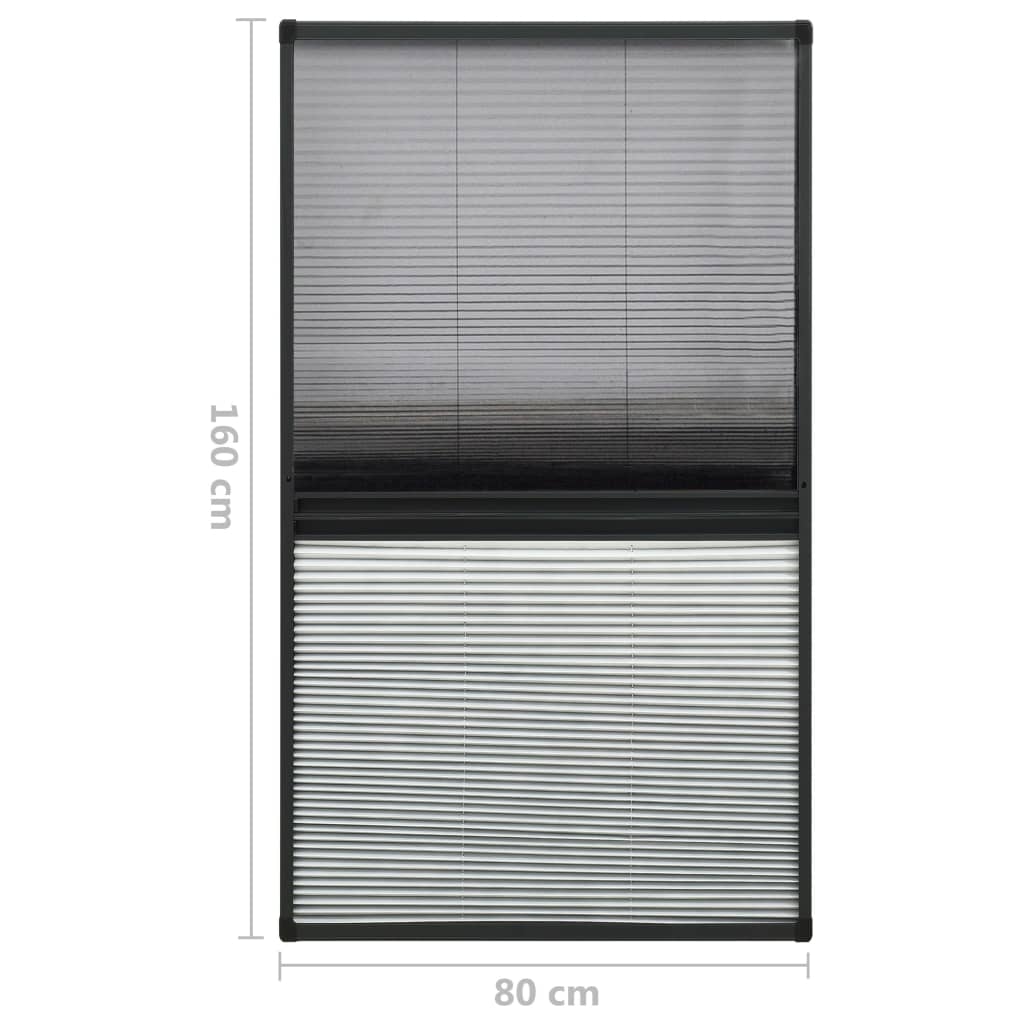 Zanzariera Plissettata Finestra Alluminio 80x160 cm con Tendina