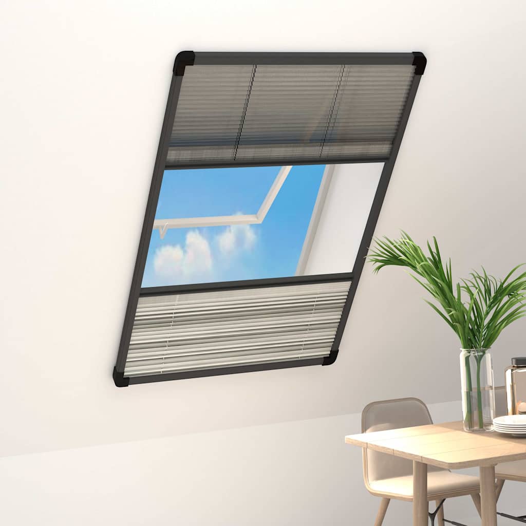 Zanzariera Plissettata Finestra Alluminio 110x160cm con Tendina