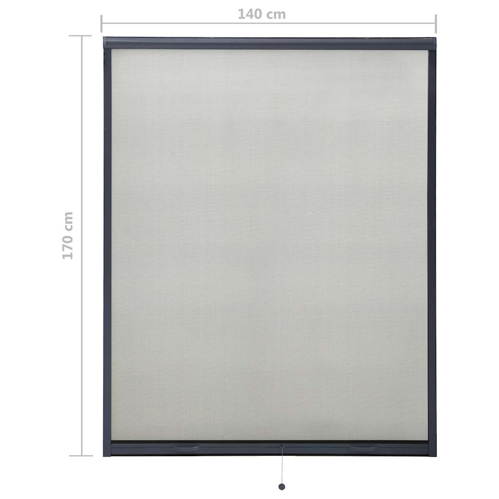 Zanzariera Avvolgibile per Finestre Antracite 140x170 cm