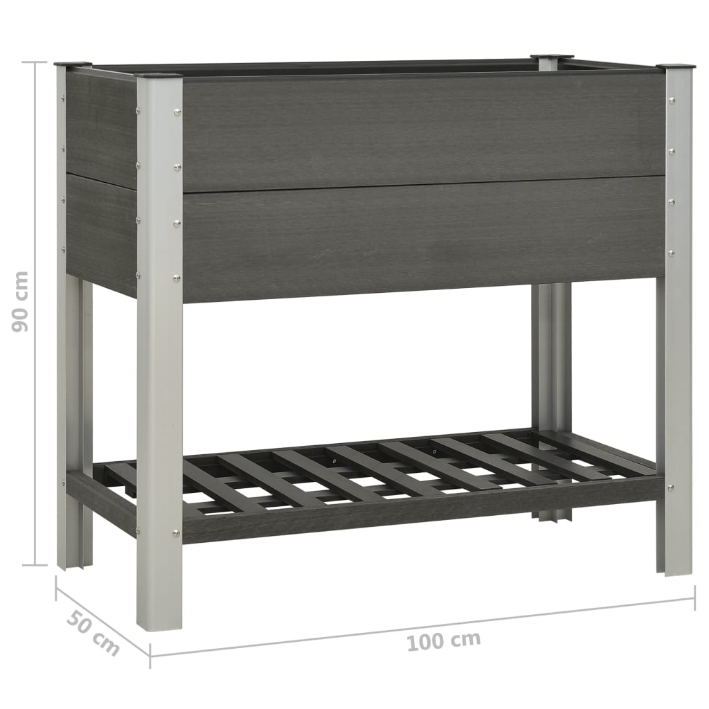 Fioriera Rialzata Giardino con Ripiano 100x50x90 cm WPC Grigio