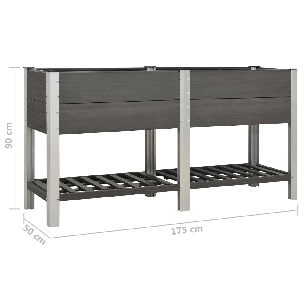 Fioriera Rialzata Giardino con Ripiano 175x50x90 cm WPC Grigio