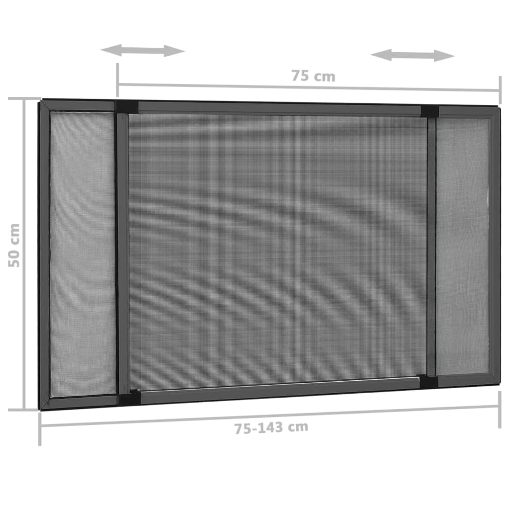 Zanzariera Allungabile per Finestre Antracite (75-143)x50 cm