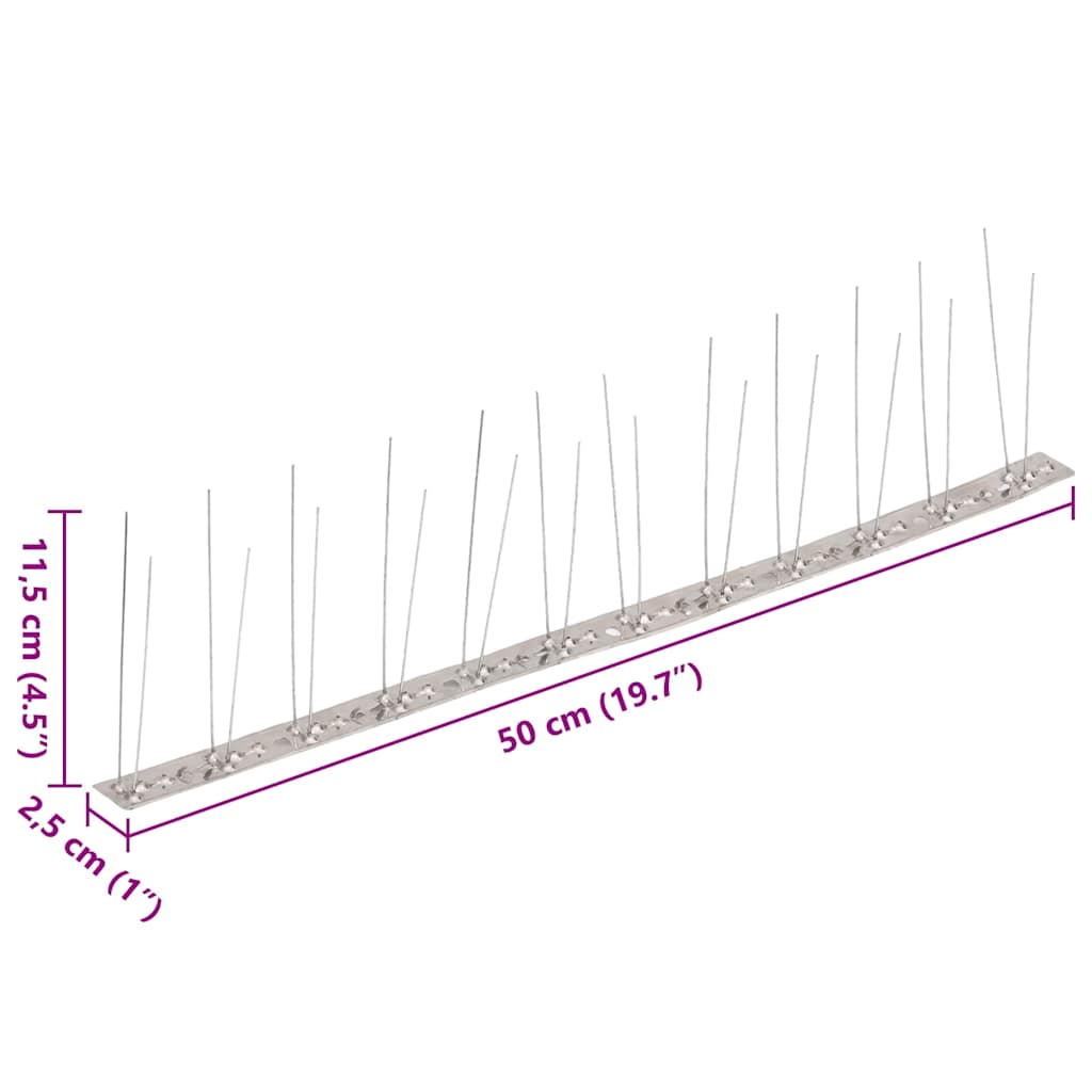 Set Dissuasori per Uccelli e Piccioni 20 pz Acciaio 2 File 10 m